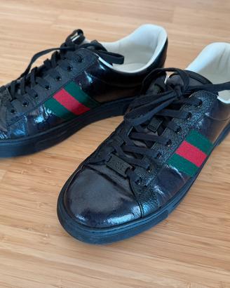 Sneakers Gucci ACE Crystal Canvas nere 42