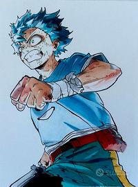 Izuku Midoriya dipinto su cartoncini incorniciato