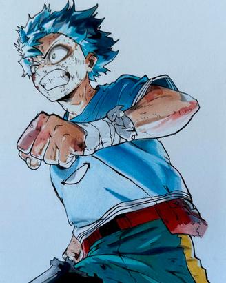 Izuku Midoriya dipinto su cartoncini incorniciato