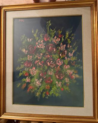 Quadro floreale con elegante cornice dorata
