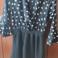 Vestito Corto Nero Fantasia Floreale