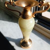 Vasetto vintage in onice e bronzo 