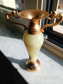 Vasetto vintage in onice e bronzo 