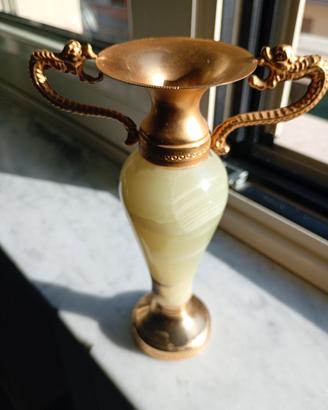 Vasetto vintage in onice e bronzo 