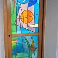 Porta scorrevole legno vetro piombato