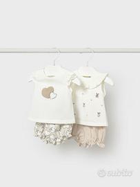 Completo 4 pezzi colletto volant taglia 2/4 mesi!!