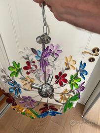 Lampadario a sospensione 3 Luci E14 con fiori