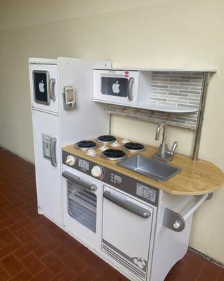 Cucinetta giocattolo in legno bianca per bambini