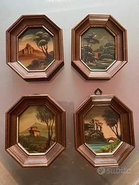 Miniature ad olio, cornici in legno