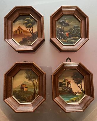 Miniature ad olio, cornici in legno