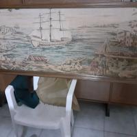 Stampa epoca su tela figura marittima