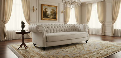 Divano 3 Posti Chesterfield Diva in tessuto perla