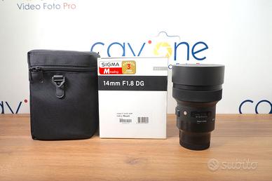 SIGMA ART  14mm f1.8 l mount(pari al nuovo)