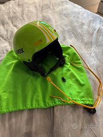 Casco uvex verde e giallo con possibile mentoniera
