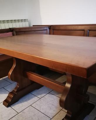 Tavolo e cassapanca + 3 sedie in massello