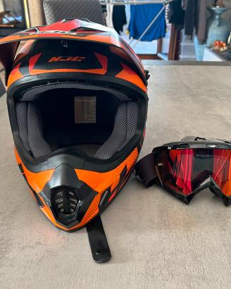 casco + occhiali da motocross