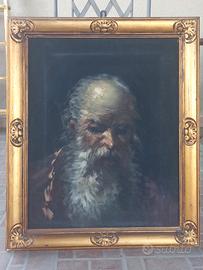 quadro olio su tela raffigurante vecchio anno 1921