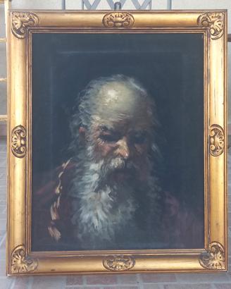 quadro olio su tela raffigurante vecchio anno 1921