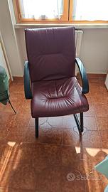Poltrona da Ufficio / Studio in Pelle Bordeaux
