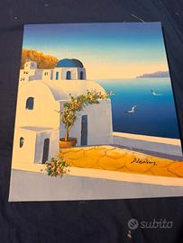 Quadro Paesaggio Greco Santorini - Arte su Tela
