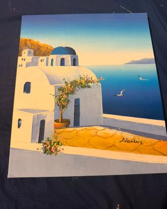 Quadro Paesaggio Greco Santorini - Arte su Tela