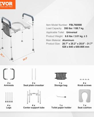 Rialzo sedile WC per anziani/disabili