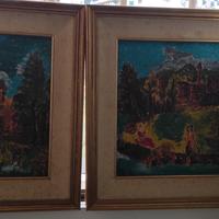 2 quadri a tempera con cornice legno