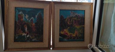 2 quadri a tempera con cornice legno