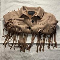 Giacca corta con frange stile western – beige