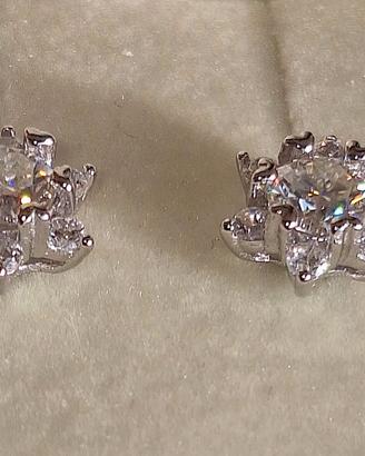 orecchini placcati in oro kt.18 con Moissanite