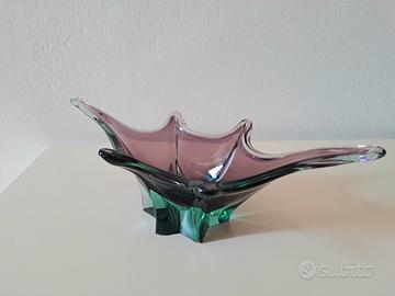 Ciotola vetro di Murano viola verde vintage 70