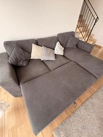Divano letto penisola reversibile grigio fumo