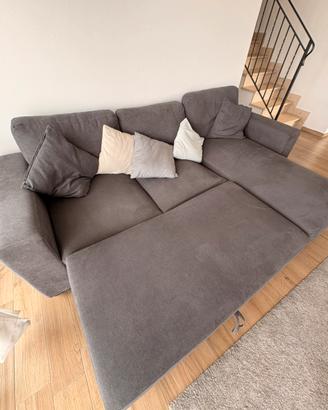 Divano letto penisola reversibile grigio fumo