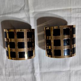 2 bracciali rigidi alti tipo manchette oro/nero 