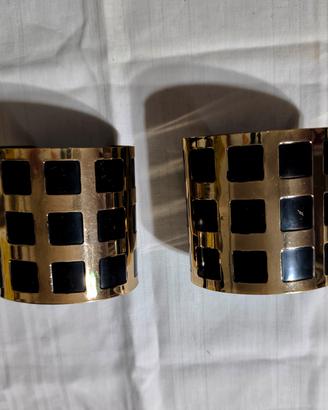 2 bracciali rigidi alti tipo manchette oro/nero 