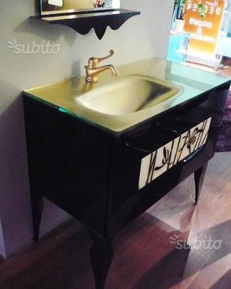 Mobile bagno nero e oro BRANCHETTI con lavabo
