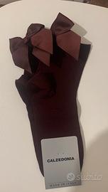 Calzini Calzedonia Bordeaux Nuovi con Fiocco