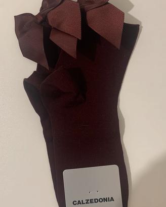 Calzini Calzedonia Bordeaux Nuovi con Fiocco