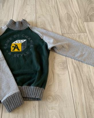 A-Style felpa uomo vintage, M, verde e grigia