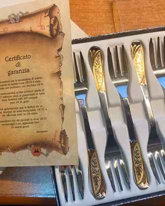 Forchette Dolce Inoxpran Anni '80 Oro 24kt