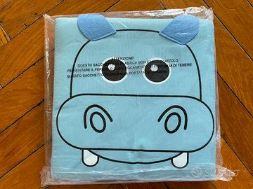 Pouf contenitore ippopotamo blu