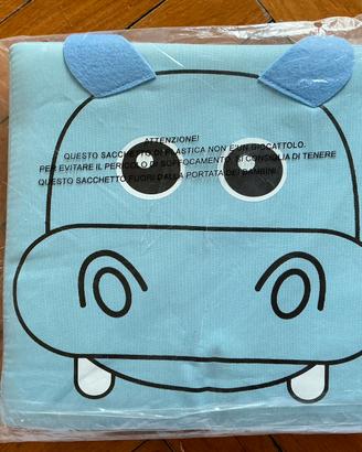 Pouf contenitore ippopotamo blu