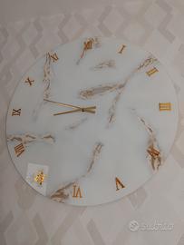 orologio in vetro decorato effetto marmo 