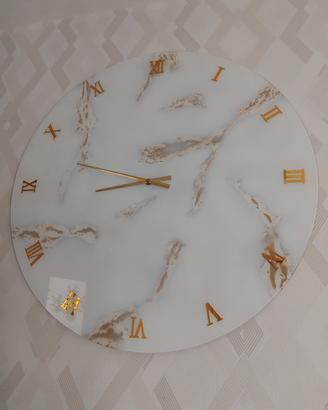 orologio in vetro decorato effetto marmo 