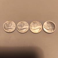 4 monete rare 5 lire  52-53-54-55