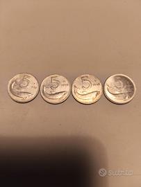 4 monete rare 5 lire  52-53-54-55