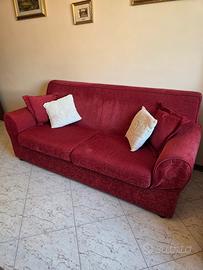 Divano 3 posti + poltrona rossa stile classico