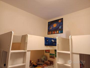 Letto a castello con scrivania e guardaroba