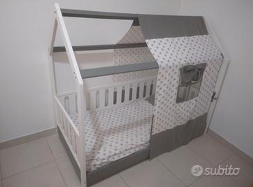 Letto a capanna montessori cuoricini