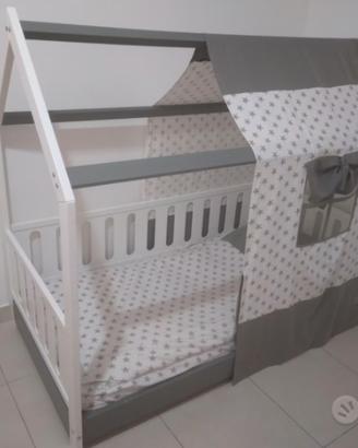 Letto a capanna montessori cuoricini